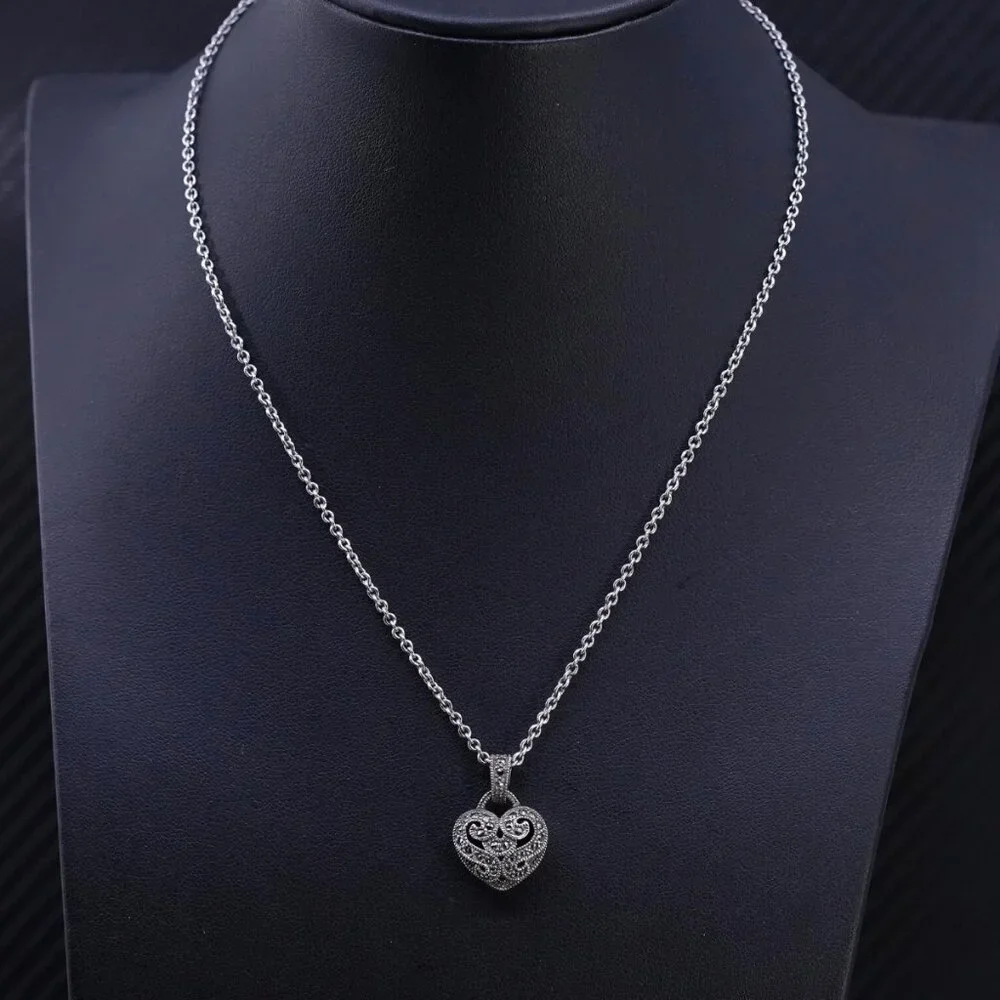 Vintage Judith Jack Sterling Silver Heart Necklace – Valentine’s Day Ready 💖 - Picture 1 of 10